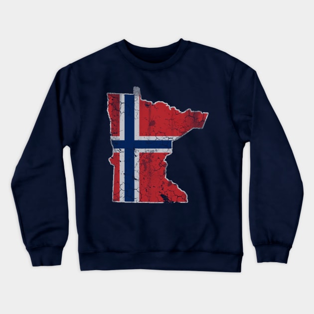 Minnesota Norwegian Flag Map Vintage Family Heritage Crewneck Sweatshirt by E